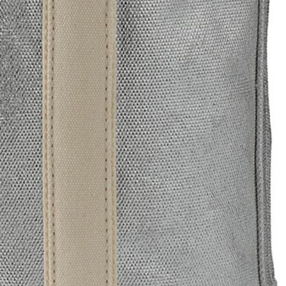 Land's End Faux leather canvas tote 5 pocket silver cream Embroidered Leola - Picture 11 of 15